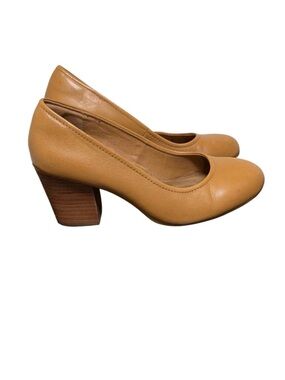 Sofft Pump Women 6M Tan Brown Premium Leather Round Toe Block Heel Walkable